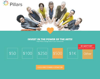 Pillars donation page