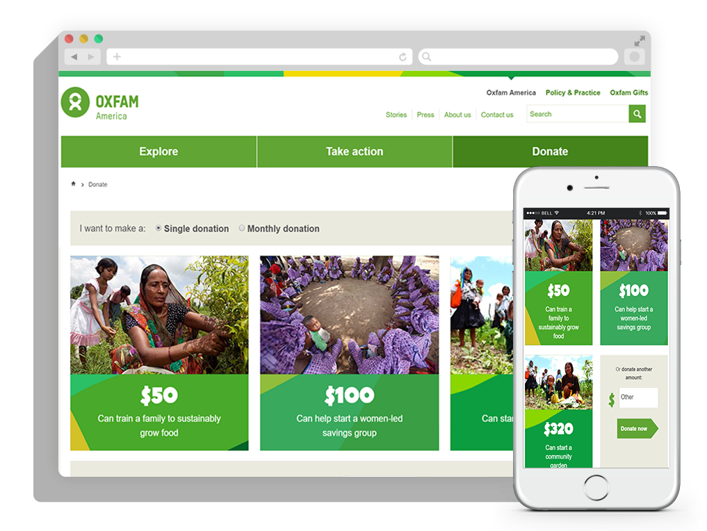 oxfam america donation page